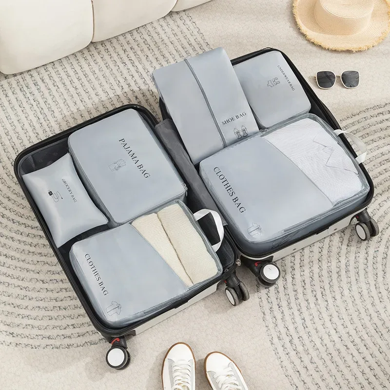 sacs de rangement portables pour sous-vêtements et chaussures, 6 pièces, organisateur de bagages, ensemble de pochettes de voyage d'affaires, sac de compression de grande capacité