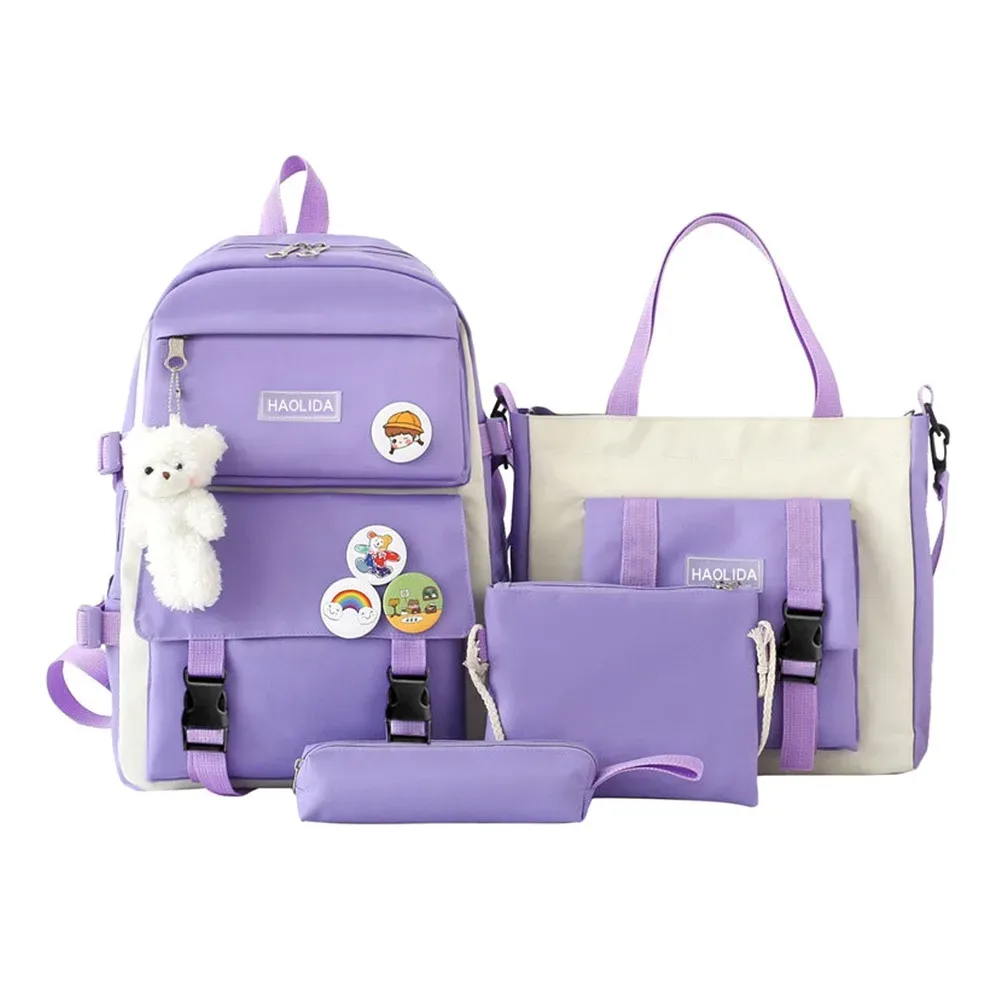 4 pièces/ensemble grande capacité 4 en 1 sac à dos respirant sac d'école décontracté multifonction sac à dos scolaire collège sac à dos lycée