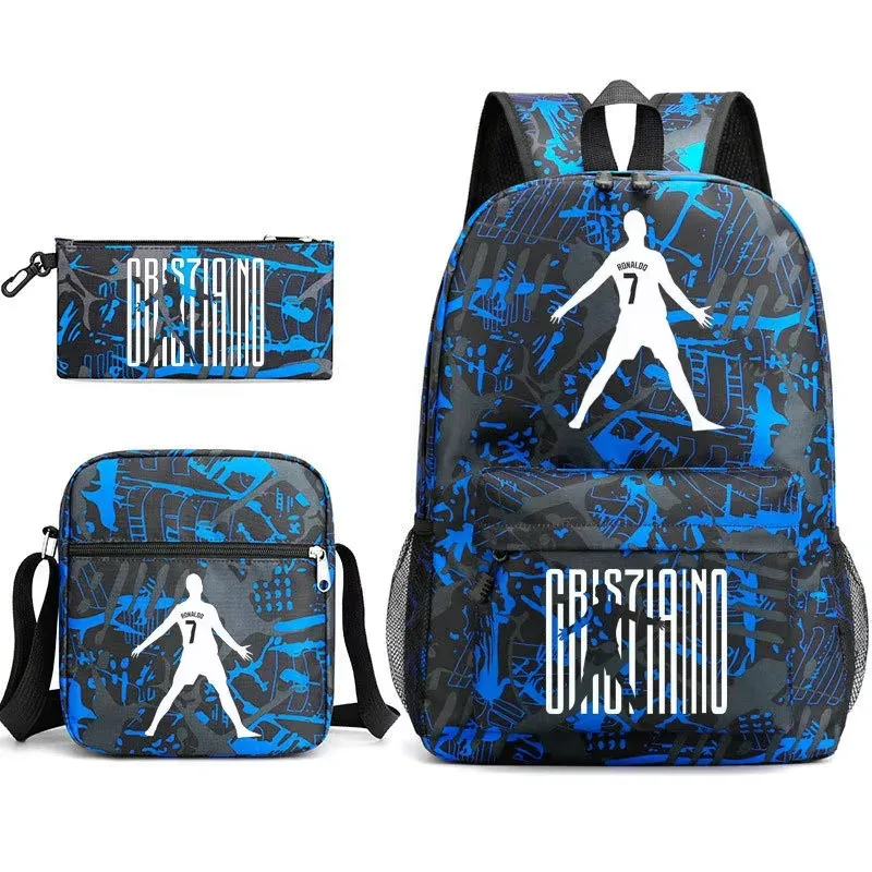 nouveaux sacs à dos cr7 3 pièces, style simple, légers, pour garçons et filles, sacs d'école, grande capacité, sacs à dos pour ordinateur portable pour adolescents, femmes et hommes, sacs de voyage