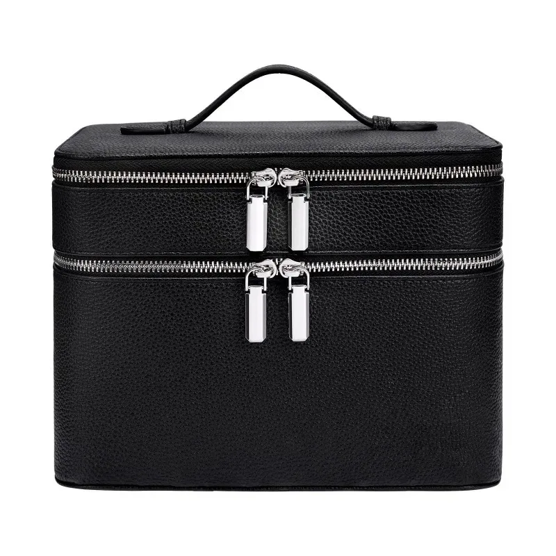 sac de maquillage double couche, organiseur professionnel pour outils de soin de la peau, boîte de rangement multi-compartiments, sac cosmétique de voyage portable, pour la salle de bain