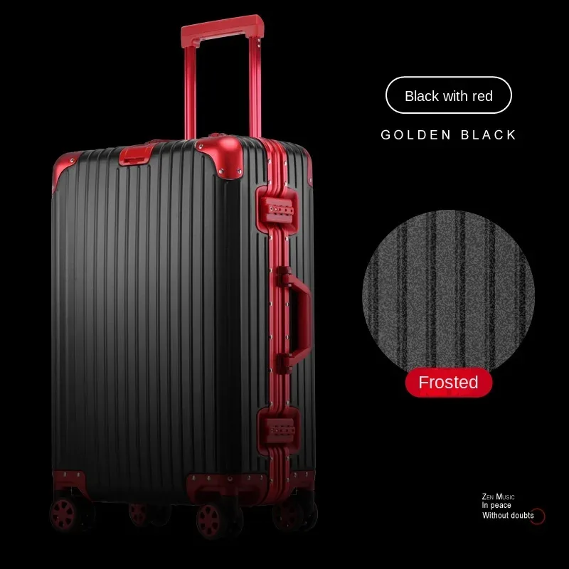valise en alliage d'aluminium et de magnésium 100%, serrure tsa, boîtier de chariot à bagages embarqué en métal, valise de voyage classique brillante et givrée
