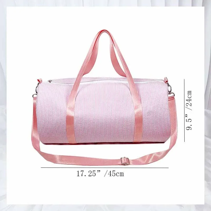 sac polochon personnalisé pour bébé, sac de voyage monogramme seersucker, sac de danse pour enfants, sac à langer pour tout-petits, cadeaux pour enfants, sac de week-end