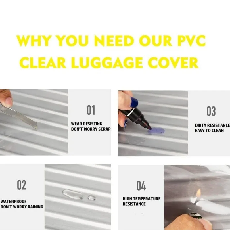 housse anti-poussière pour valise à roulettes, imperméable, en pvc transparent, protection transparente pour bagages, manchon de voyage anti-poussière