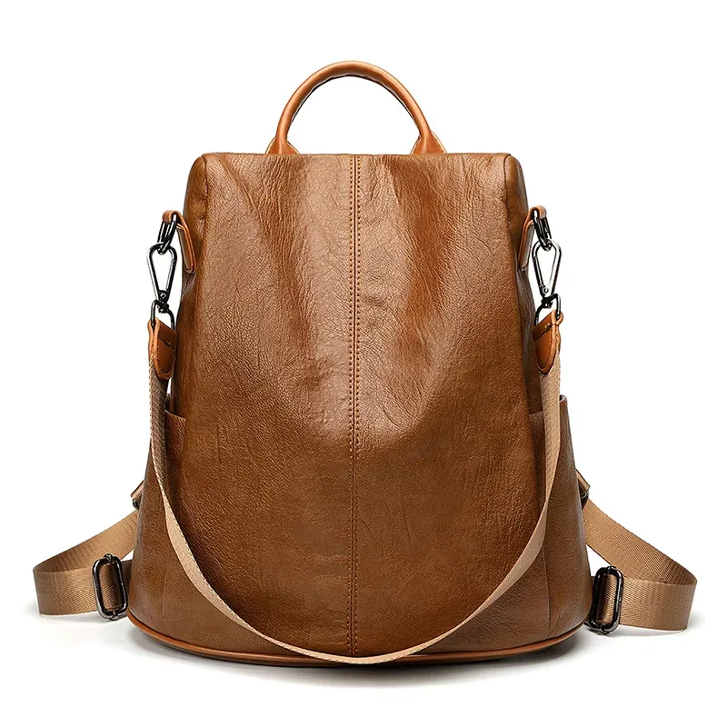 sac à dos antivol marron pour femme, sac à main souple pour étudiant, sac à main pour fille, multifonctionnel, initié, école, muniwork
