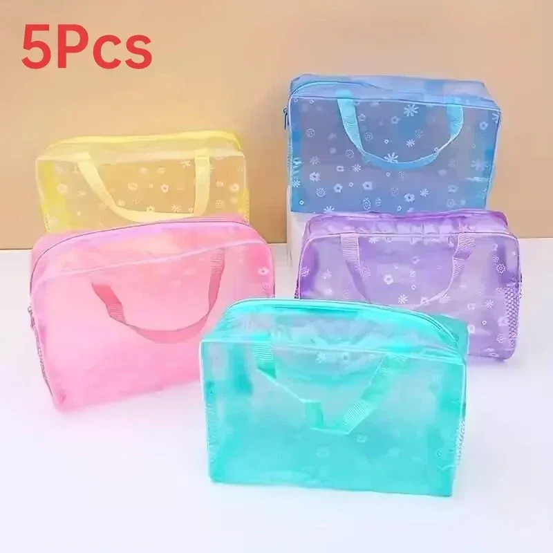 lot de 5 sacs de toilette transparents, sacs de voyage cosmétiques étanches, trousse de toilette portable, sac de voyage d'affaires, sac de plage