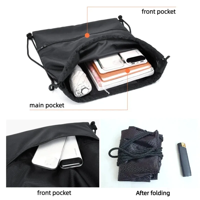 sac à dos léger à cordon de serrage pour hommes et femmes, sac à dos de sport, de fitness, de loisirs en plein air, sac à fermeture éclair
