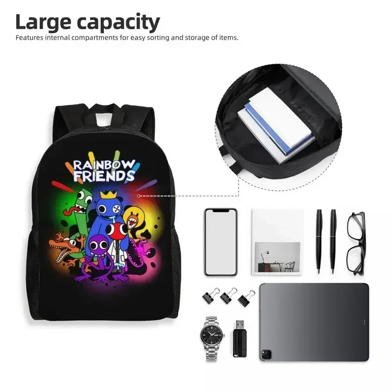 sac à dos de voyage personnalisé arc-en-ciel friends hug it out pour hommes et femmes, sac à livres pour ordinateur d'école, jeu vidéo, sacs de jour pour étudiants