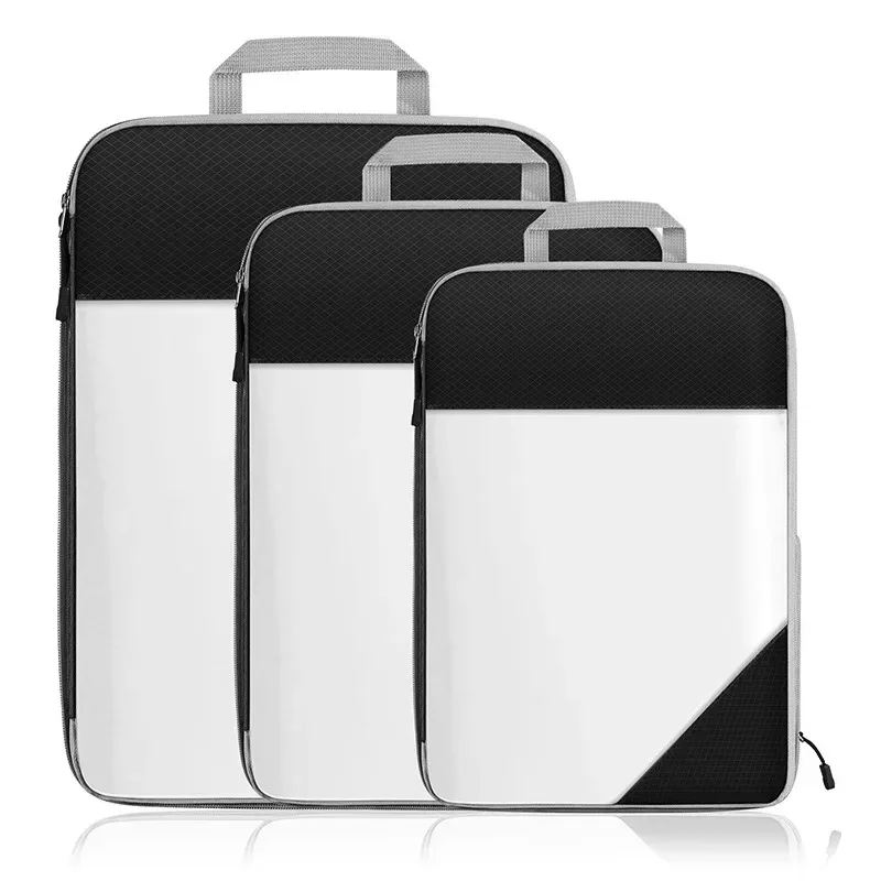 sac de rangement semi-transparent tup pliable et étanche pour voyage, ensemble de sacs de rangement portables pour bagages, matériau en nylon du menton continental