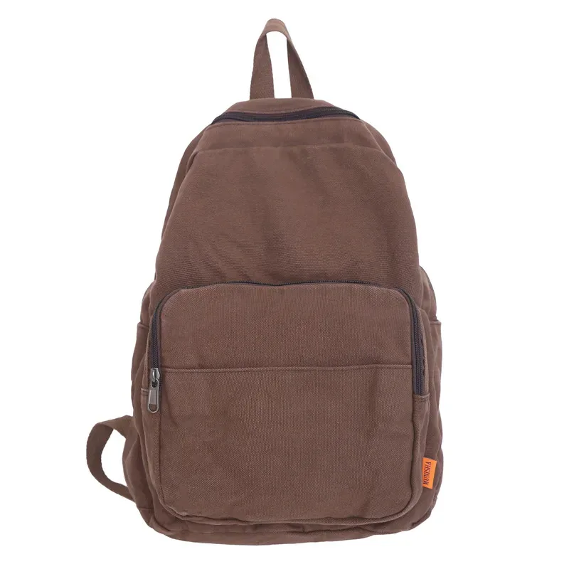 sacs à dos en toile monochromes pour femmes, sacs d'école simples classiques, cartables de gril de style coréen, forfaits de voyage en tissu unisexe, 100% coton