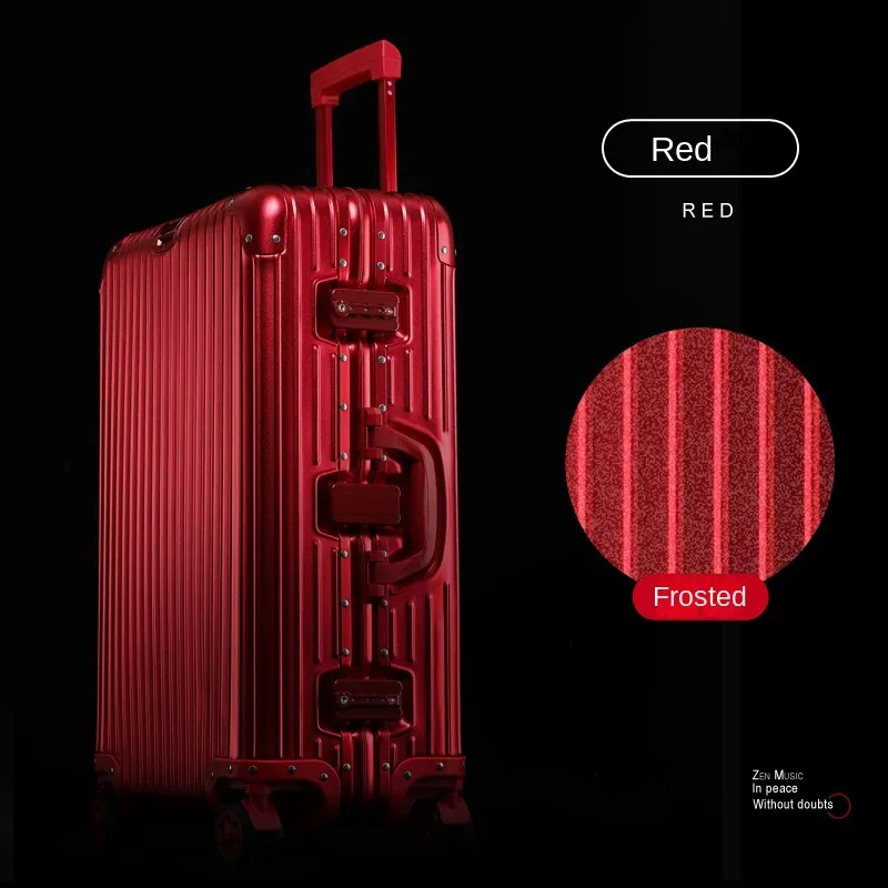 valise en alliage d'aluminium et de magnésium 100%, serrure tsa, boîtier de chariot à bagages embarqué en métal, valise de voyage classique brillante et givrée
