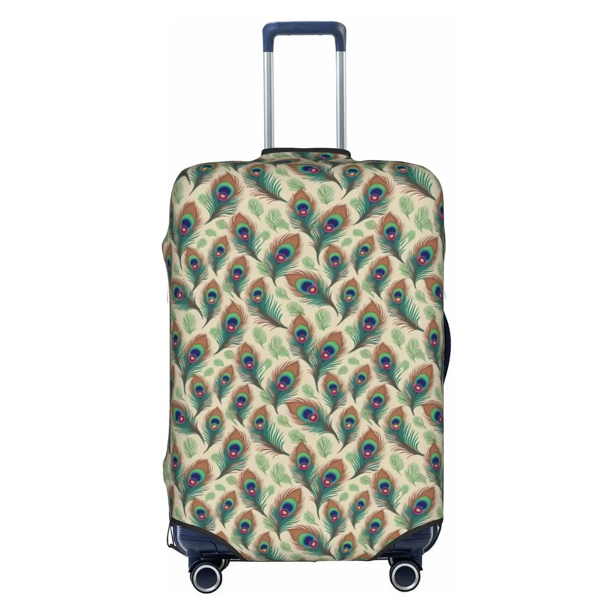 housse de protection pour bagages, motif paon amusant, violet clair sur violet, housse de valise de voyage élastique à motif animal