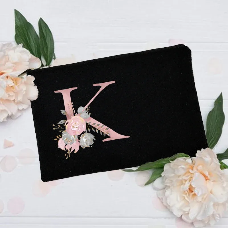 trousse de maquillage personnalisée avec nom initial, trousse à cosmétiques de mariée, pochette de toilette monogramme en toile, cadeaux pour demoiselle d'honneur, sacs de maquillage