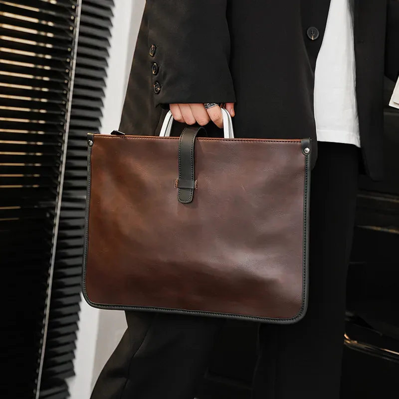 porte-documents d'affaires de luxe pour hommes, sac à bandoulière en cuir crazy horse de bonne qualité pour ordinateur portable, sac à main pour hommes