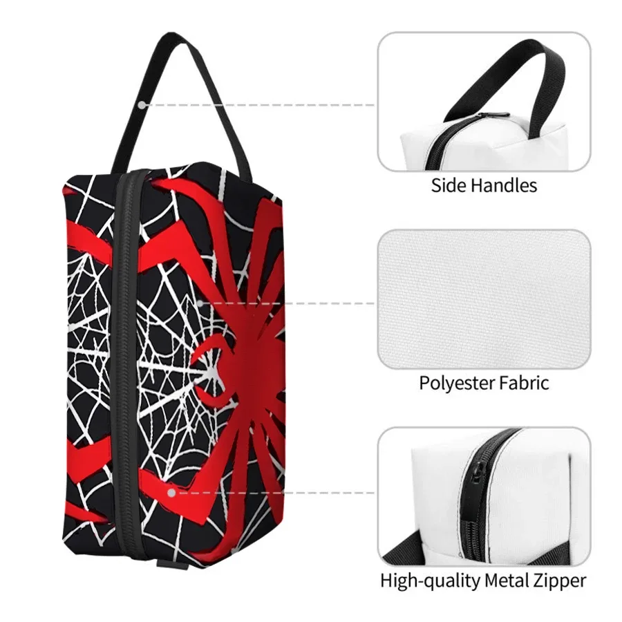 sac à cosmétiques noir à motif d'araignée rouge pour garçons et filles, meilleurs cadeaux, sac de rangement plat 2d en dessin animé pour enfants