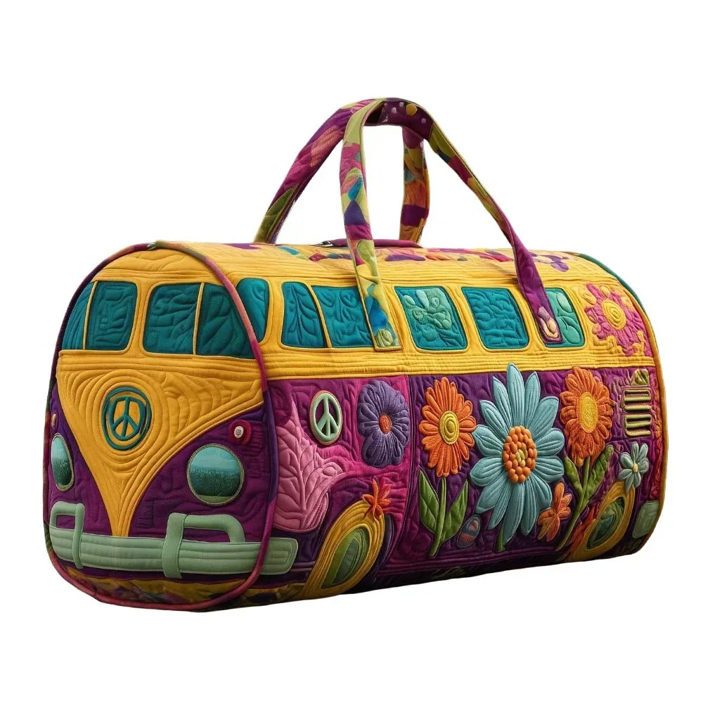 sac de voyage matelassé en coton, style bohème hippie, imprimé, sac de yoga, motif grenouille 3d, sac de week-end, sac de nuit