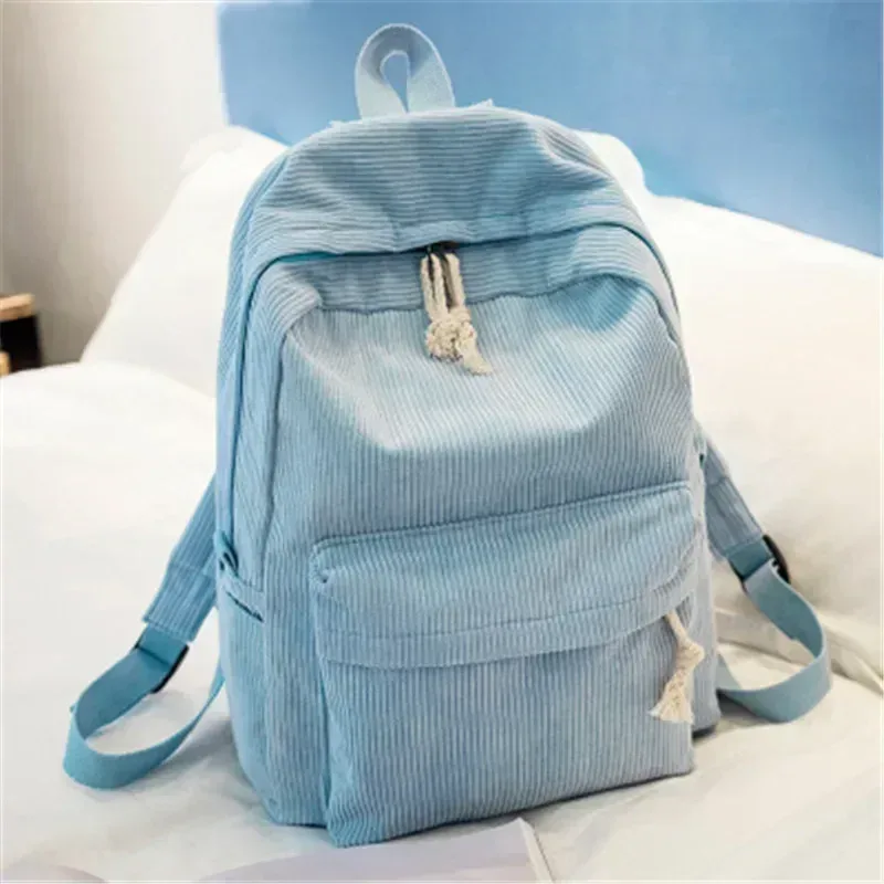 sac à dos en velours côtelé doux pour femme, cartable de grande capacité pour voyage, école, adolescentes