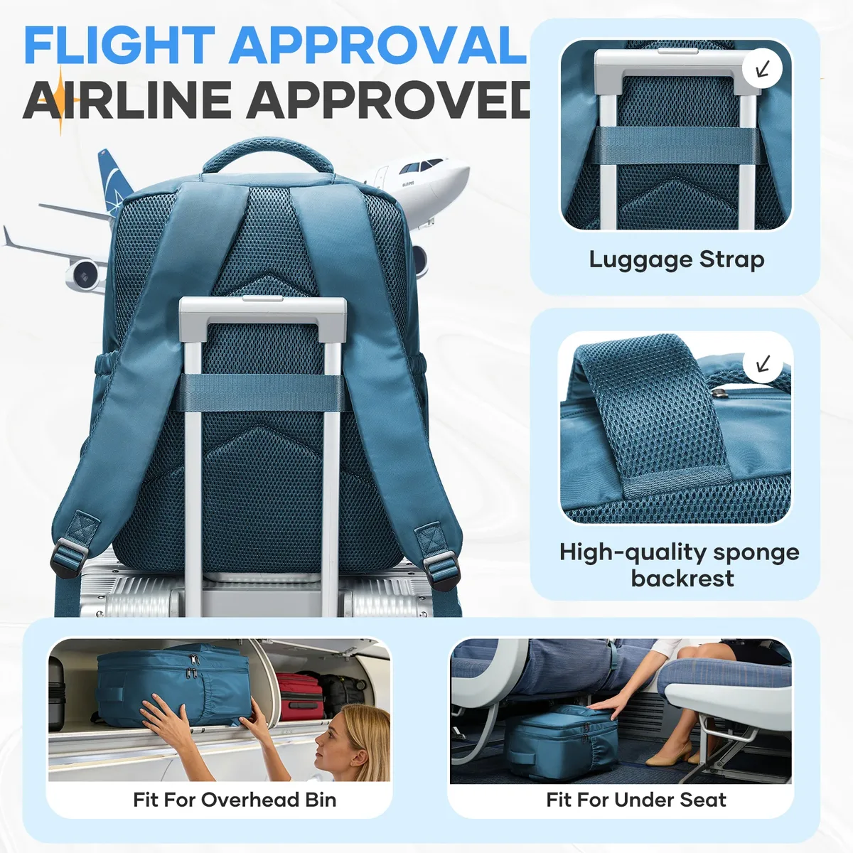 wizzair ryanair 40x30x20 sac de cabine bagages à main sac à dos hommes femmes 15.6 pouces sacs pour ordinateur portable, sac de rangement pour vêtements, sac à dos d'école