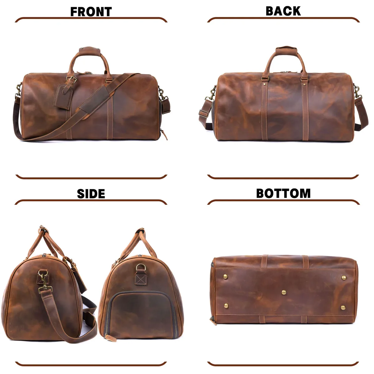 sac de voyage vintage en cuir pleine fleur pour homme s.worker, sac de week-end artisanal