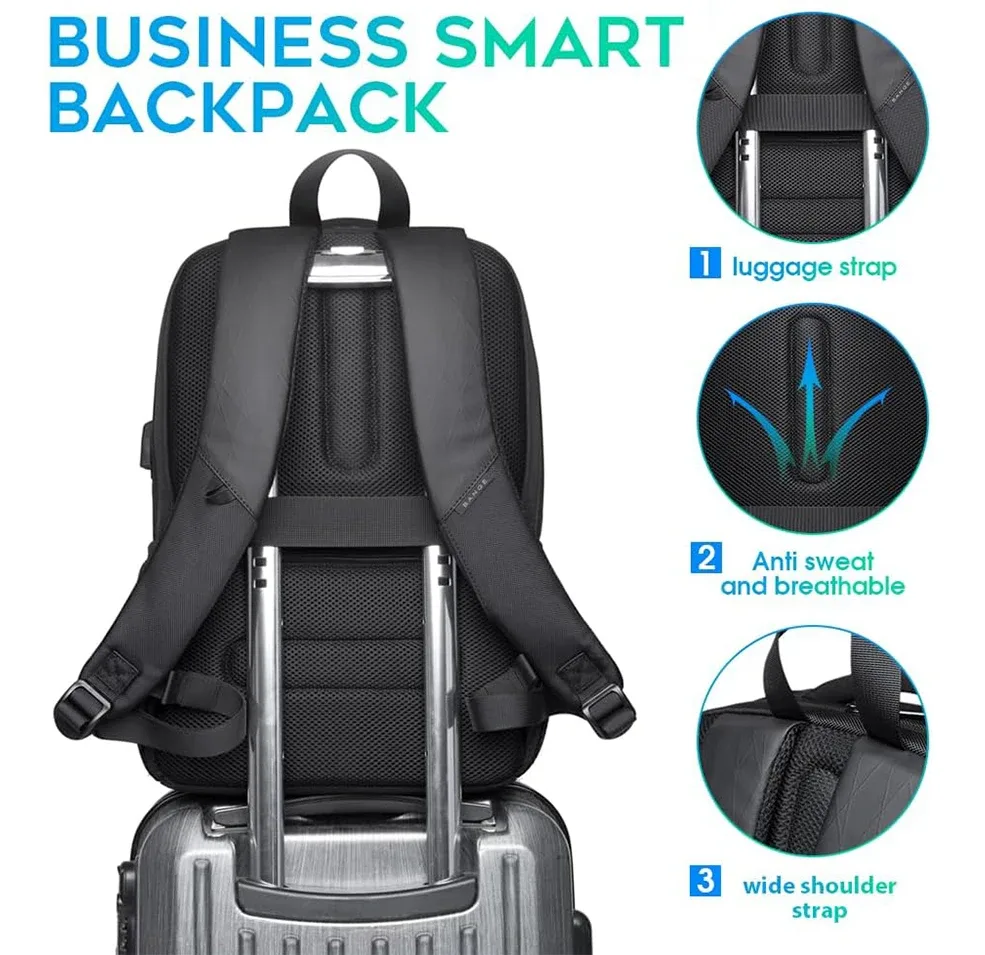 bange léger 15.6 pouces sac à dos pour ordinateur portable étanche usb port de charge multifonctionnel voyage randonnée sac d'école mochila pour hommes