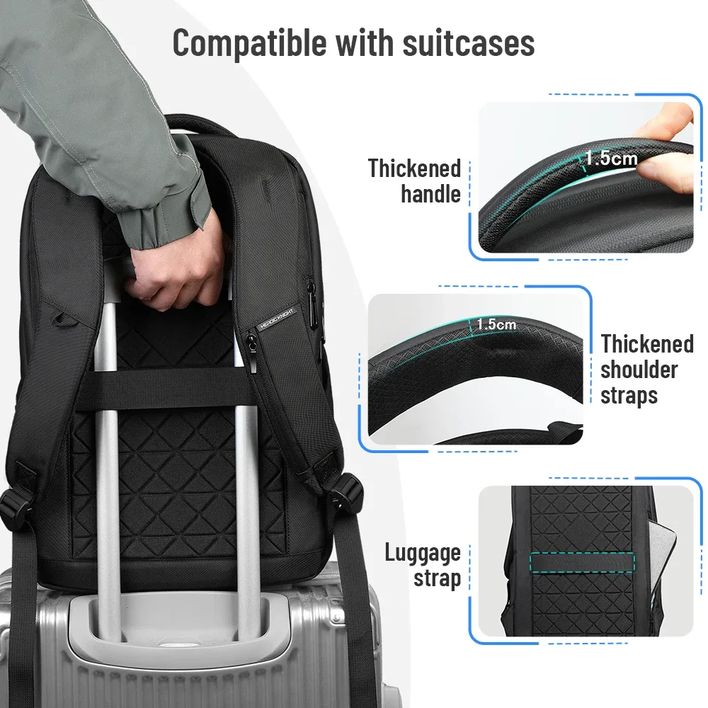 hk sac à dos d'affaires multifonctionnel hommes sac à dos de voyage de grande capacité étanche 17.3 "sac pour ordinateur portable avec usb sac à dos de travail de bureau