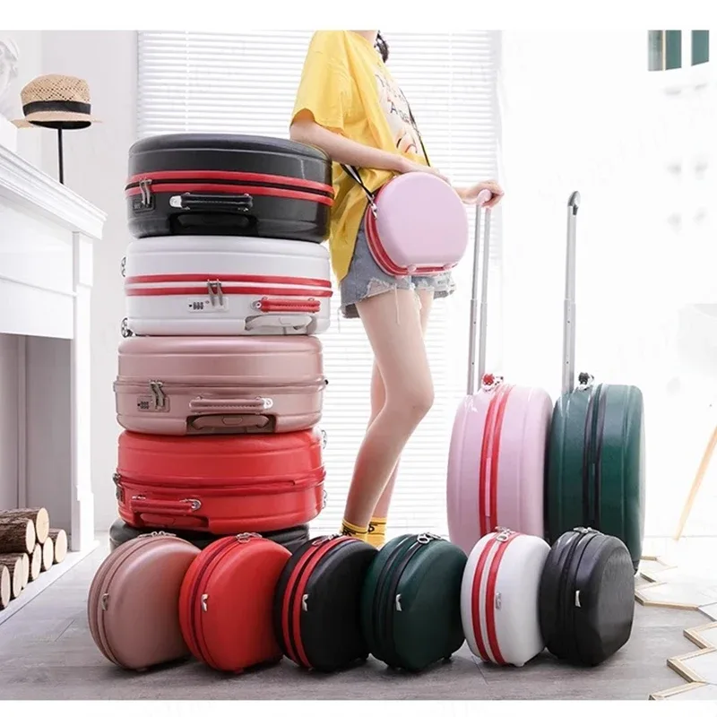 2025 nouvelle valise femme 18 pouces étui de maquillage à main bagage rond roue universelle valise ensemble petit sac de voyage 18 pouces