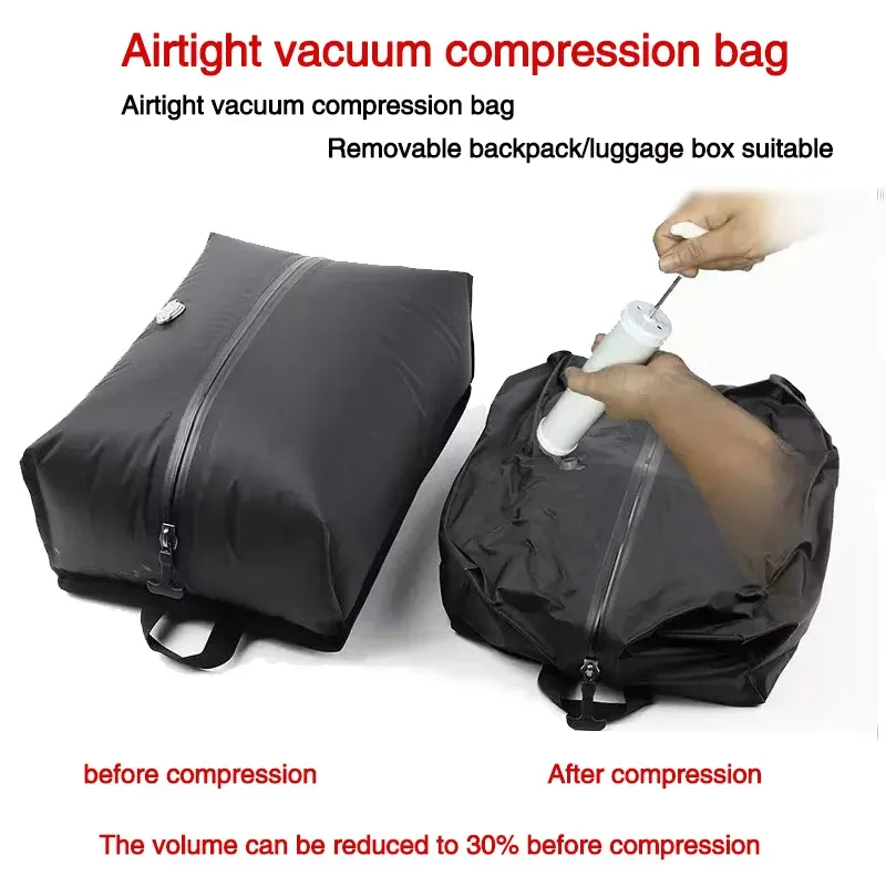 sac à dos de voyage avec airbag, sac à dos imperméable pour sports de plein air, pour ordinateur portable 15,6 pouces, sac à dos à compression sous vide, avec pompe