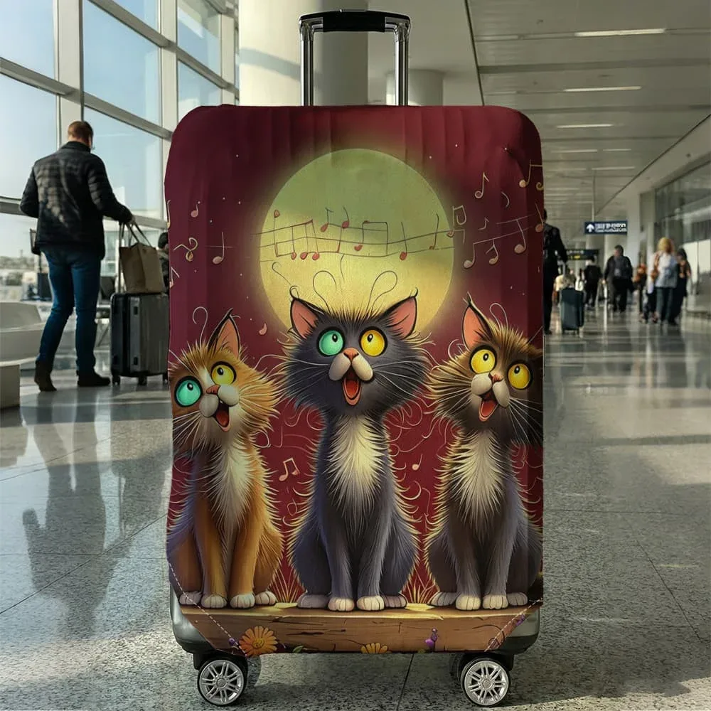 housse de protection pour bagages à motif de chat, ensemble adapté aux bagages de 18 à 32 pouces, housse de poignée de valise, accessoires de voyage