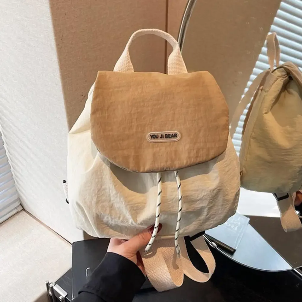 sac à dos en nylon souple avec cordon de serrage, petit sac à dos coréen pour femmes, sac à dos léger de voyage décontracté pour étudiants et navetteurs