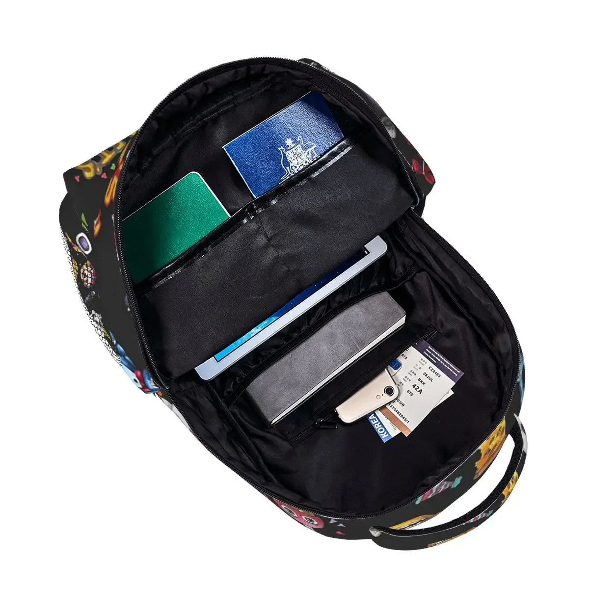 fnaf - let's party - sac à dos scolaire noir pour étudiants, sac de voyage et de randonnée pour hommes et femmes, sac à dos tendance, sacs à bandoulière