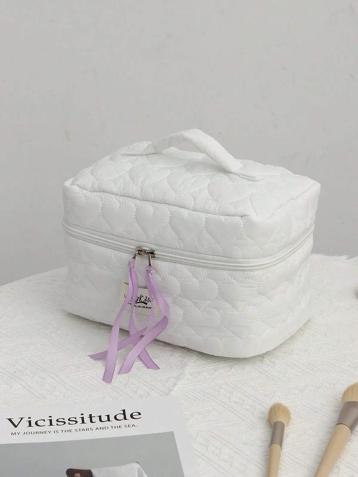 trousse de maquillage douce en forme de cœur, sac à cosmétiques décontracté, cubes d'emballage portables de vacances, voyage pour femmes, cadeau de printemps et d'été, sac de soins de la peau