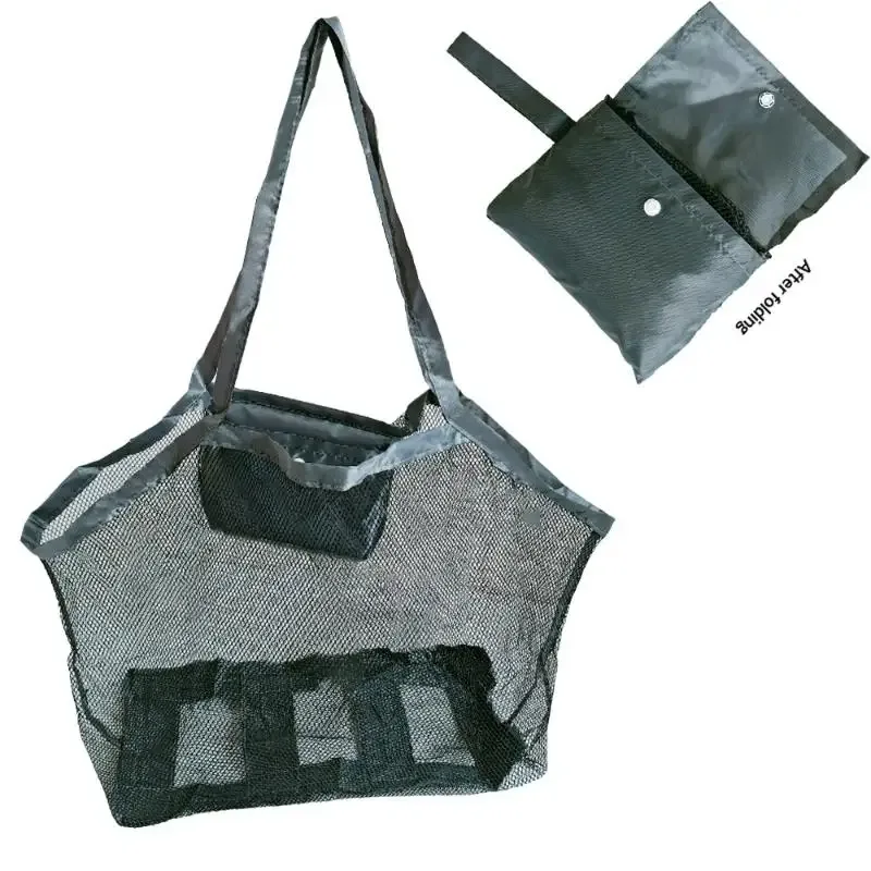 sac de rangement pliable pour jouets de plage pour enfants, 1 pièce, sac de transport en maille portable pour transporter des outils de pioche de sable, jeux en plein air