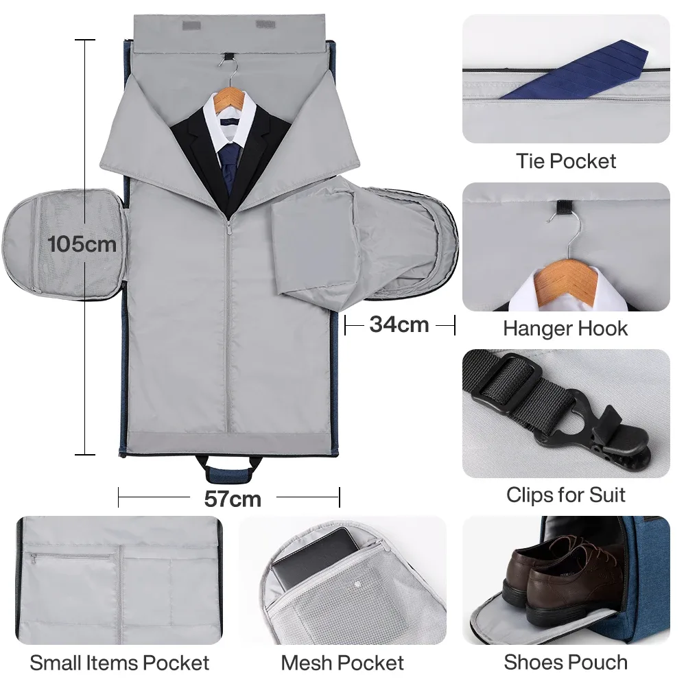 réi-sac de sport convertible multifonctionnel pour vêtements, sac de rangement imbibé avec poudres à chaussures, grande capacité, bagage à main pour voyage