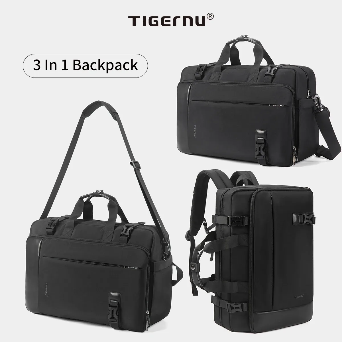 tigernu sacs à dos pour hommes 17 ''sac à dos pour ordinateur portable 3 en 1 sacs multi-fonctionnels sac à bandoulière sac à main voyage sacs à dos école