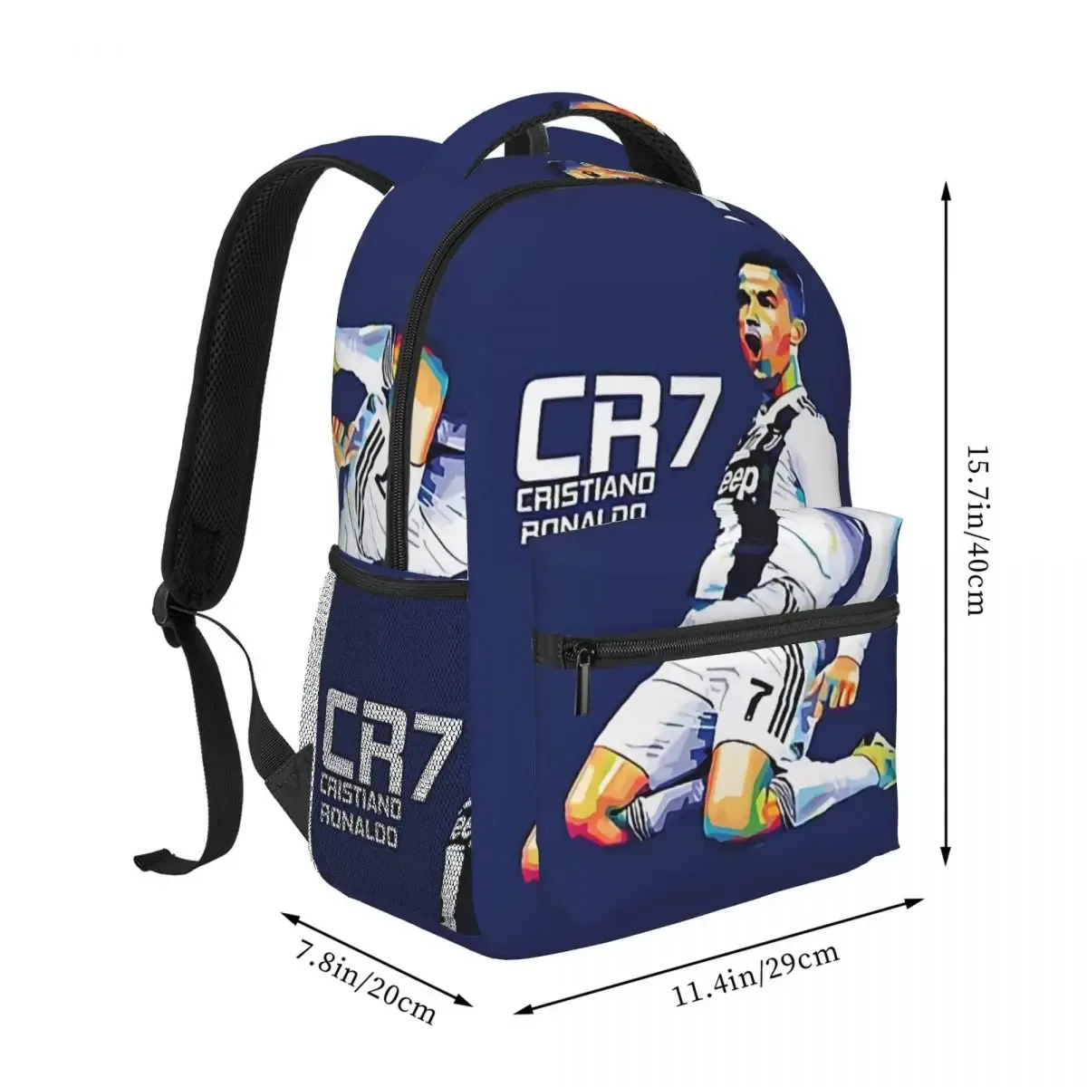 Sac à dos scolaire en toile CR7 pour étudiants, sac à dos de voyage pour l'école primaire, le collège et l'université, 17 pouces