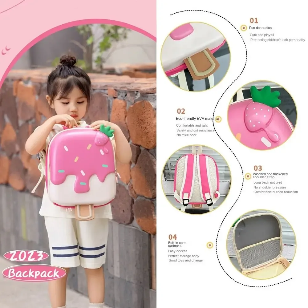 Sac à dos mignon de haute qualité en forme de crème glacée, grande capacité, sac à dessert léger et portable pour enfants