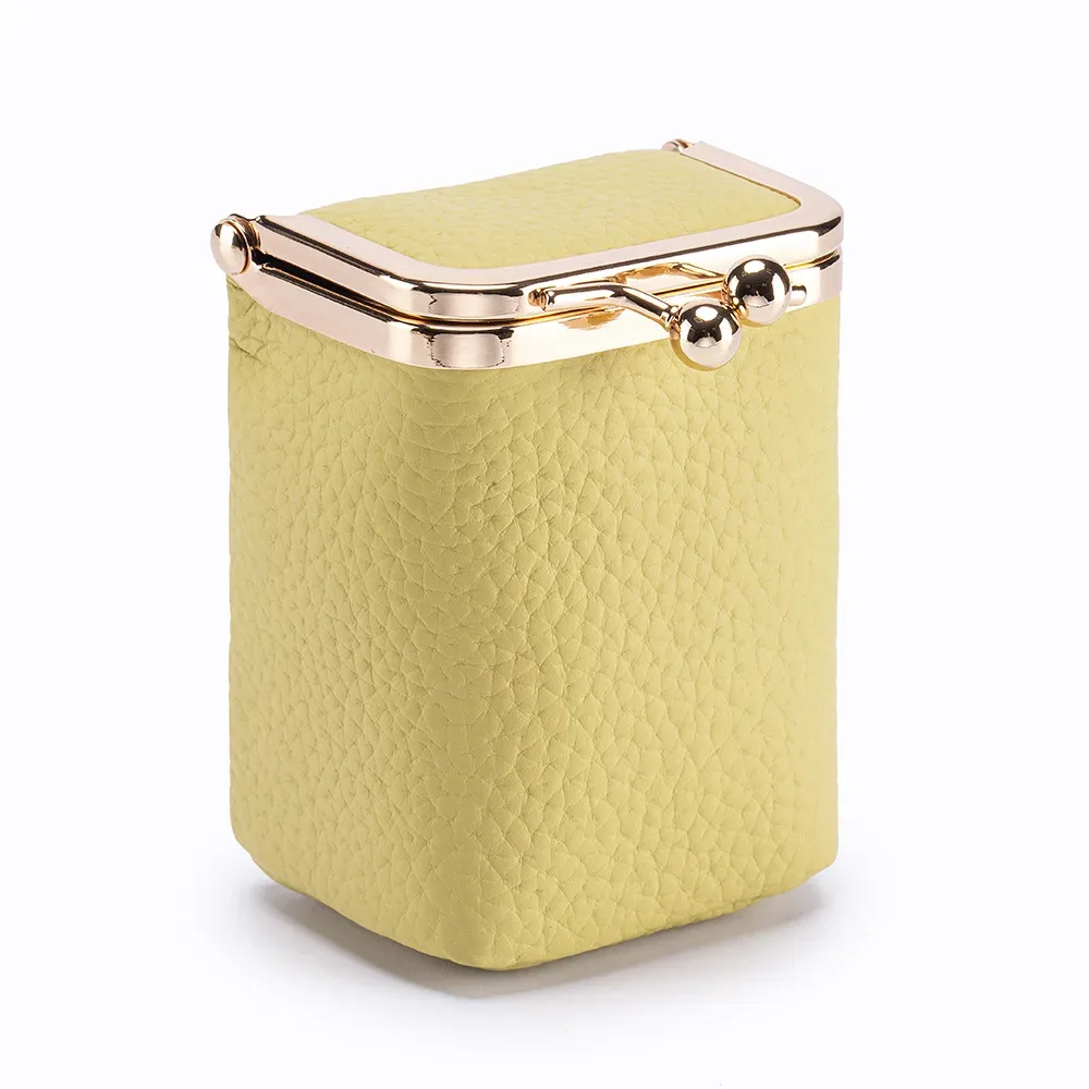 nouveaux portefeuilles en cuir véritable, porte-monnaie de marque kiss lock, petit sac d'argent en cuir de vache souple, pochette de maquillage mignonne, étui organisateur de rouge à lèvres