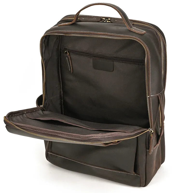 mode crazy horse cuir sac à dos véritable peau de vache sacoche pour ordinateur portable ordinateur homme sacs à dos pour hommes mâle sac à dos sac d'école d'affaires