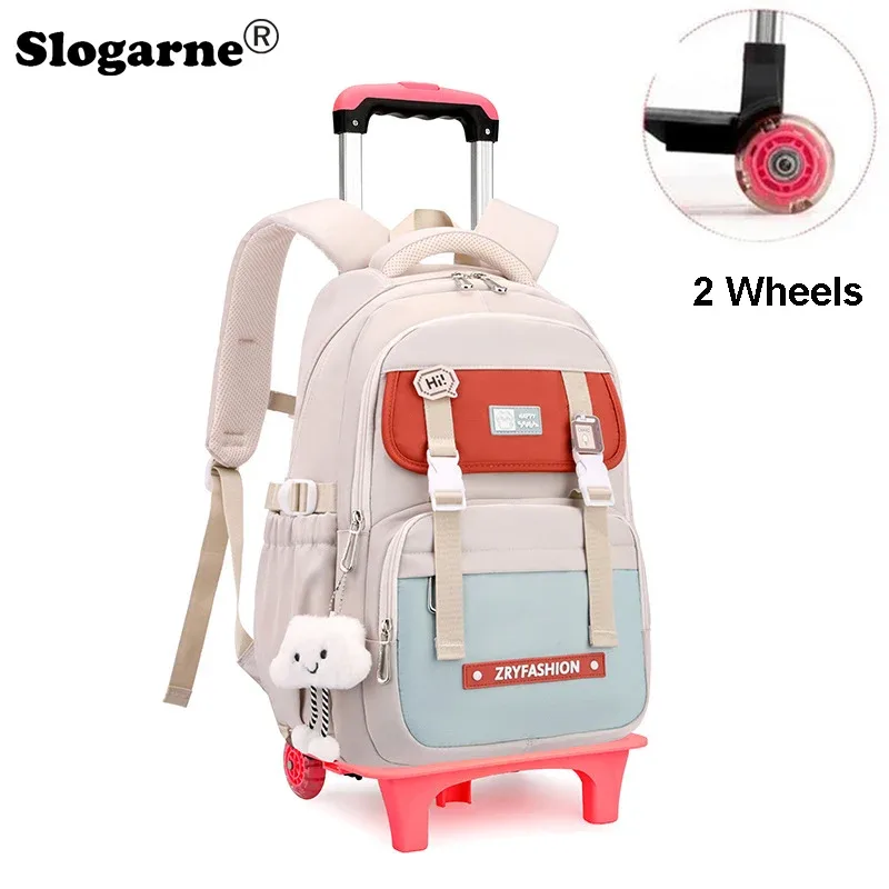 sac à dos roulant pour enfants, sac d'école étanche avec roulettes, chariot de collège, sac à dos à roulettes pour femmes
