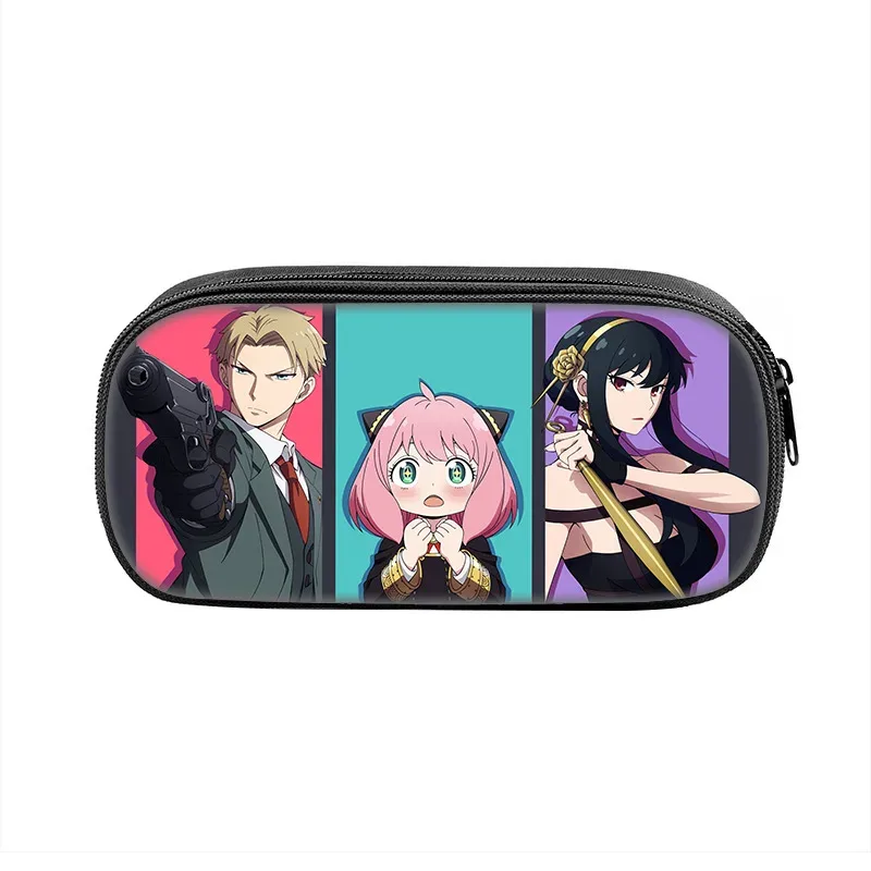 boîte à stylos espion × famille, sac pour étudiants, fournitures scolaires de grande capacité, trousses à crayons de jeu à fermeture éclair, cadeau d'anniversaire pour enfants