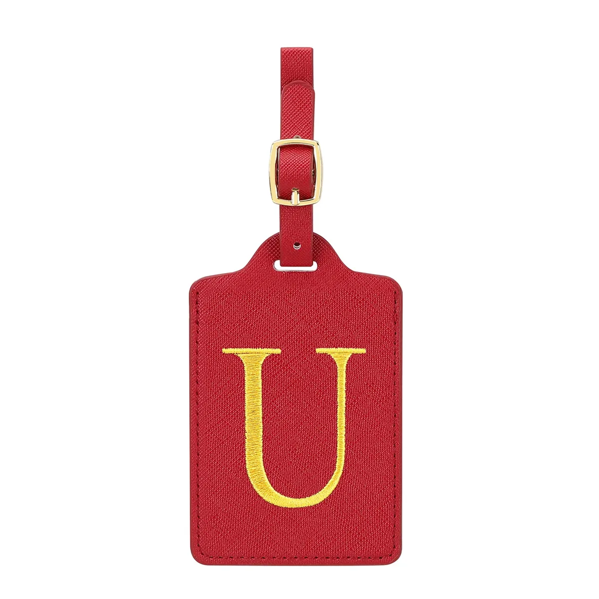 étiquettes de bagage miyin 26 lettres en cuir pu pour valises, protection de la vie privée, accessoires de voyage essentiels, rouge éclatant