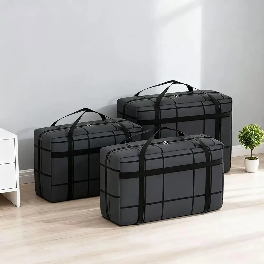 sac de rangement pliable en tissu non tissé de grande capacité, anti-poussière et résistant à l'humidité avec fermeture éclair, sac de voyage portable pour bagages mobiles