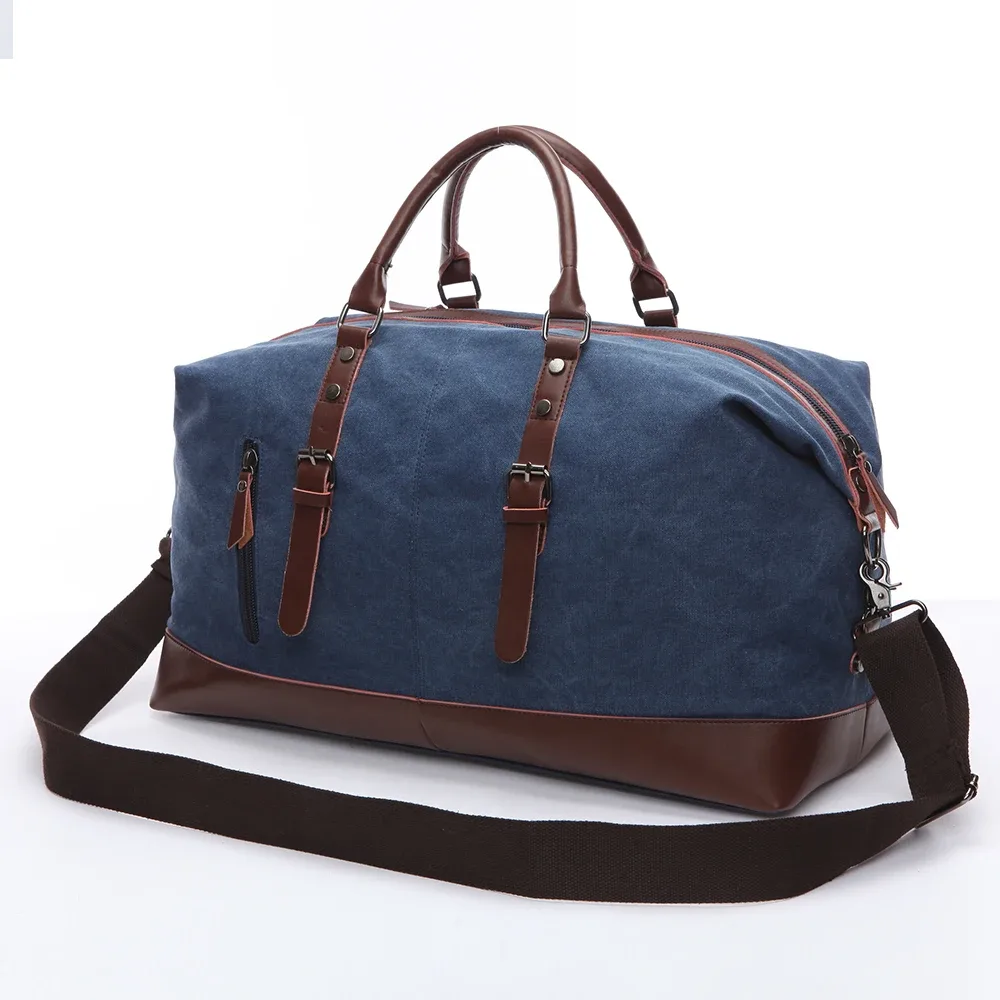 Sacs de voyage en toile et cuir pour hommes, bagages à main, sacs de sport, fourre-tout de voyage, grand sac de week-end, sac de nuit, original