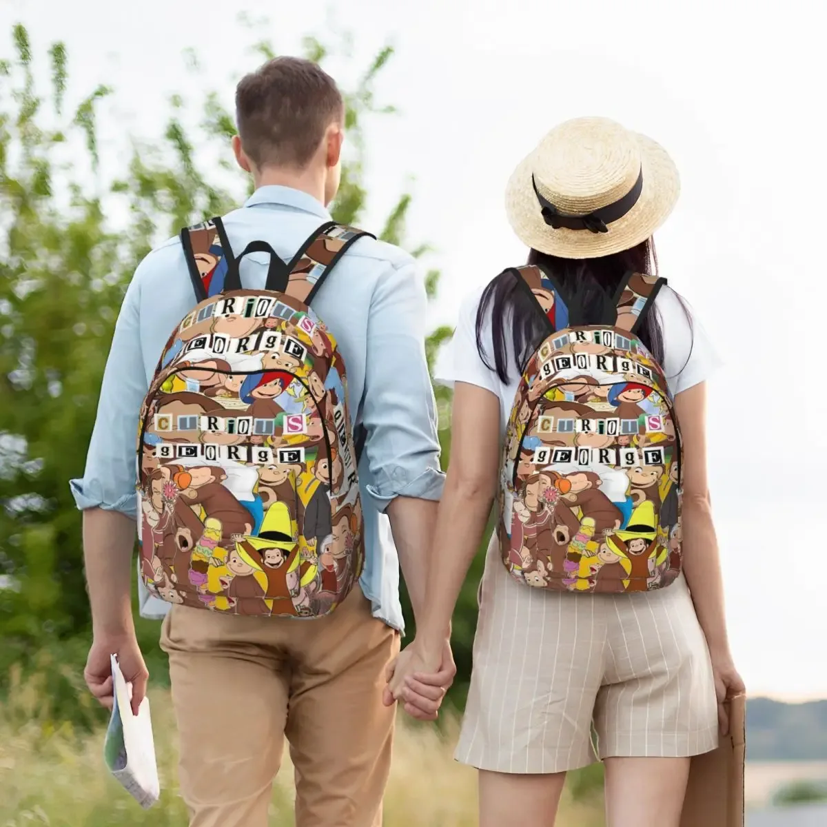curieux george monkey anime sac à dos pour hommes femmes décontracté lycée randonnée voyage sac à dos ordinateur portable sacs en toile en plein air