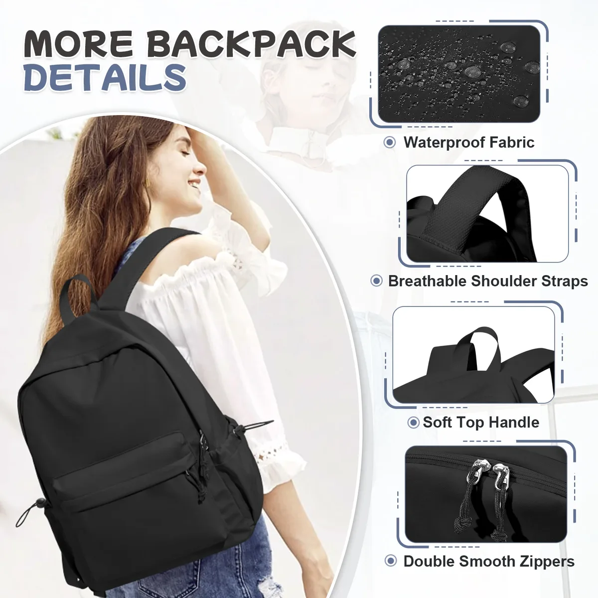 sac à dos d'école pour fille, sac à dos esthétique pour femme, joli sac à livres preppy college, sac à dos léger décontracté pour ordinateur portable, antivol