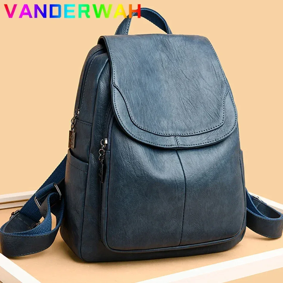 Sac à dos en cuir véritable pour femme, sac à dos pour femme, sacs d'école pour adolescentes, mode initiée, 2024