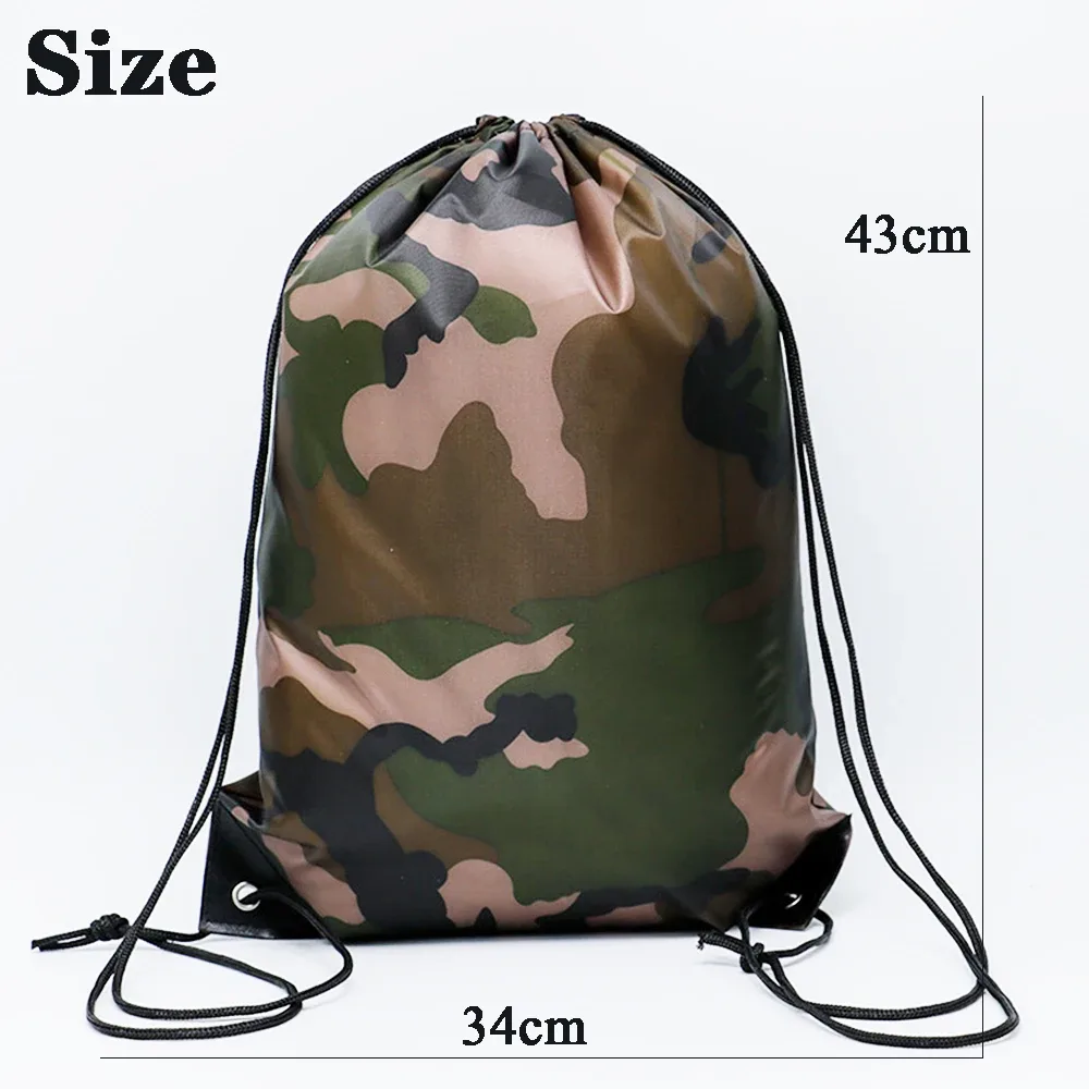 sac de voyage léger pour chaussures et vêtements, sac à dos de rangement épais, sac à cordon camouflage, sac oxford, sac de sport portable