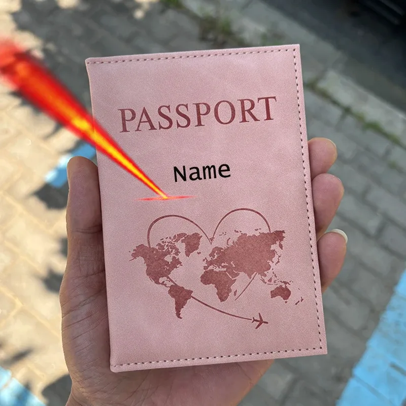 porte-passeport avec nom personnalisé, portefeuille de voyage, couverture en cuir gravé, cadeaux de voyage, accessoires de voyage pour femmes et hommes