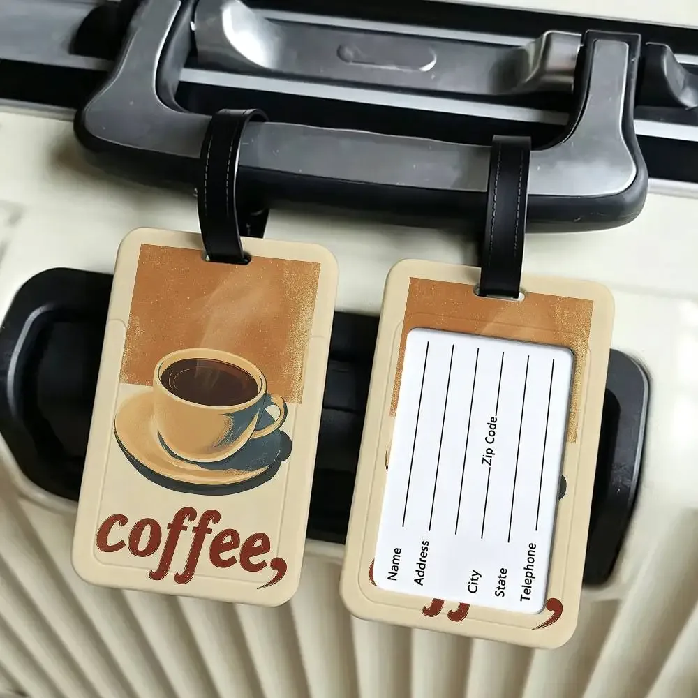 cafetière à espresso italienne, étiquette d'identification de bagages en pvc, porte-carte d'informations anti-perte, étiquette de nom pour valise de voyage
