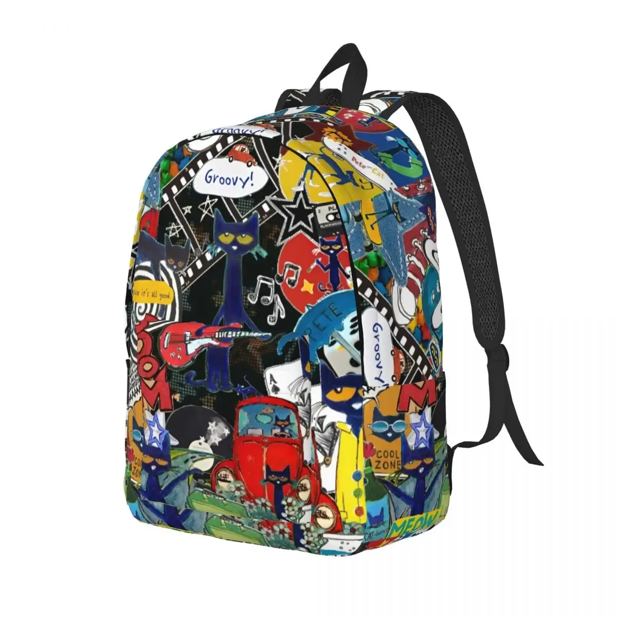 pete the cat comic backpack for men women fashion student business daypack cartoon cute laptop computer canvas bags sports