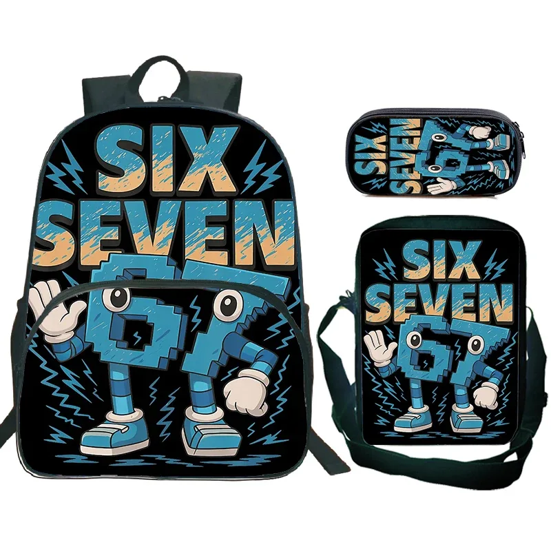 nouvel ensemble de 3 sacs à dos imprimés 67 six seven pour élèves du primaire, sac à déjeuner, trousse à crayons, sac d'école pour enfants